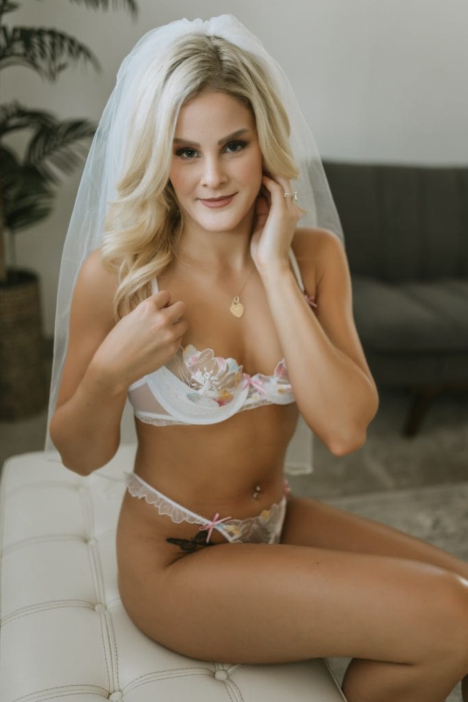 bride in lingerie for boudoir photoshoot in orange county
